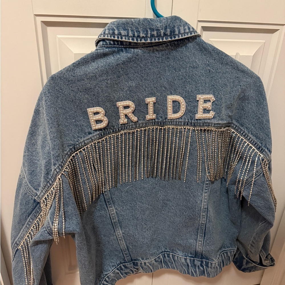Denim Bride Jacket with crystal fringe